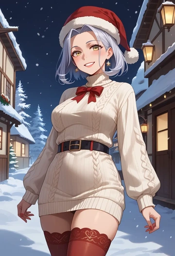 kantai_collection,ta-class_battleship,Christmas,sweater dress,stockings  - AI generated anime art