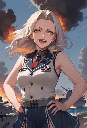 kantai_collection,ta-class_battleship,sleeveless top,bike shorts  - AI generated anime art