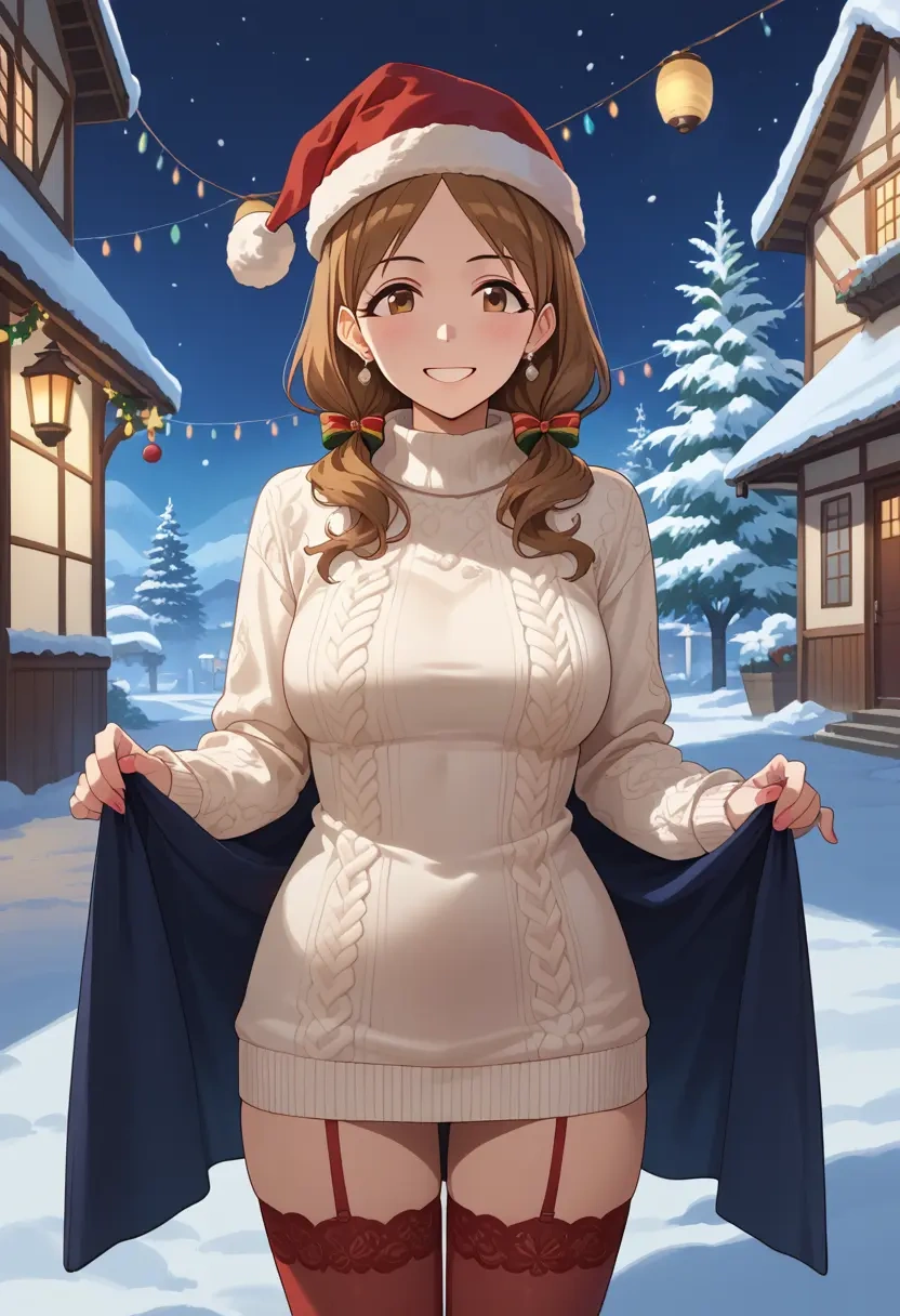 idolmaster,tachibana_arisu,Christmas,sweater dress,stockings  - 