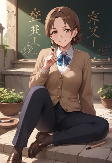 idolmaster,tachibana_arisu,teacher, sweater  - AI generated anime art