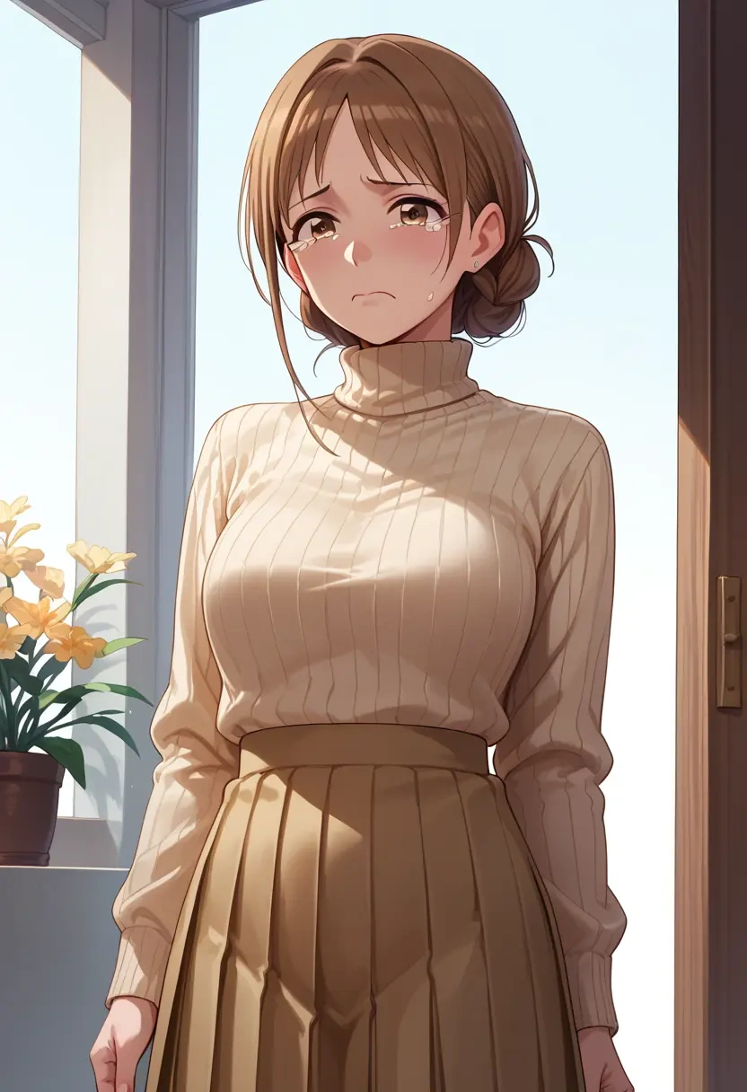 idolmaster,tachibana_arisu,skirt,pleated,turtleneck sweater  - 