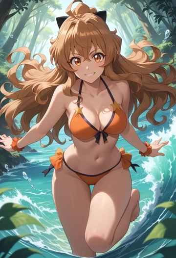 senki_zesshou_symphogear,tachibana_hibiki_(symphogear),bikini,rainbow-colored,sexy  - AI generated anime art