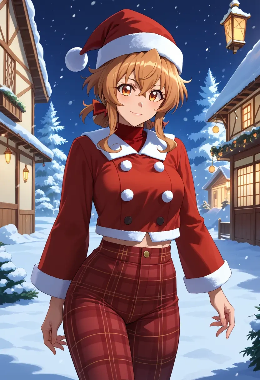 senki_zesshou_symphogear,tachibana_hibiki_(symphogear),Christmas,plaid trousers  - 