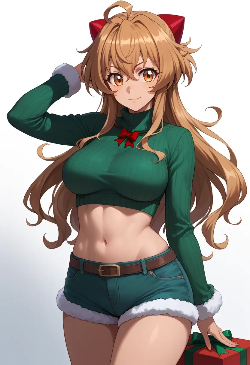 senki_zesshou_symphogear,tachibana_hibiki_(symphogear),Christmas,red velvet shorts,turtleneck sweater  - 