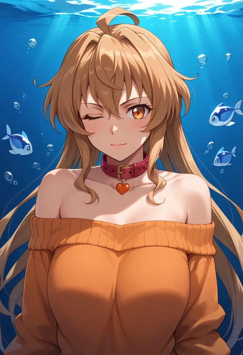 senki_zesshou_symphogear,tachibana_hibiki_(symphogear),sweater,off-shoulder,collar  - 