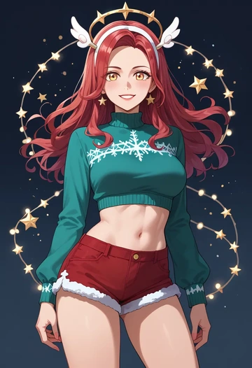 angel_beats,tachibana_kanade,Christmas,red velvet shorts  - AI generated anime art