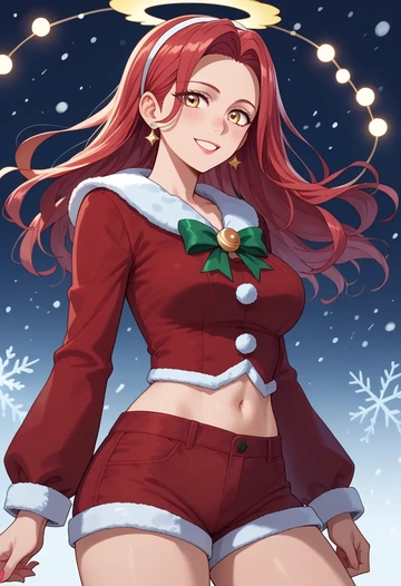 angel_beats,tachibana_kanade,Christmas,red velvet shorts  - AI generated anime art