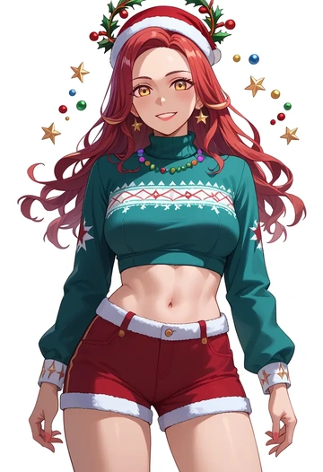 angel_beats,tachibana_kanade,Christmas,red velvet shorts  - AI generated anime art