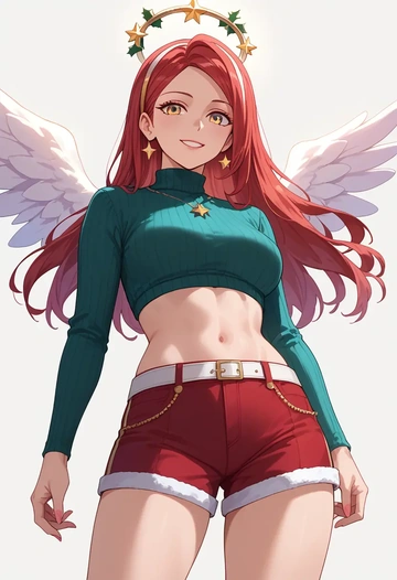 angel_beats,tachibana_kanade,Christmas,red velvet shorts  - AI generated anime art