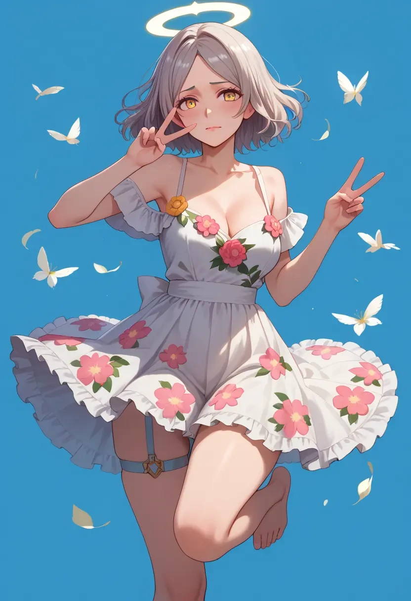 angel_beats,tachibana_kanade,silk slip dress,floral prints  - 