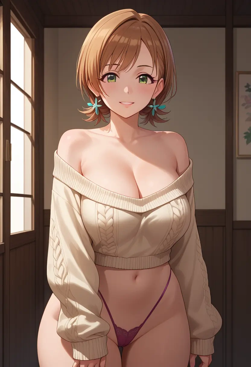 idolmaster,tada_riina,thong,sweater,sexy  - 