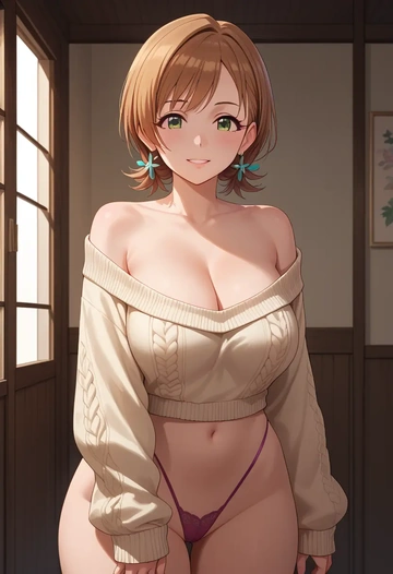 idolmaster,tada_riina,thong,sweater,sexy  - AI generated anime art