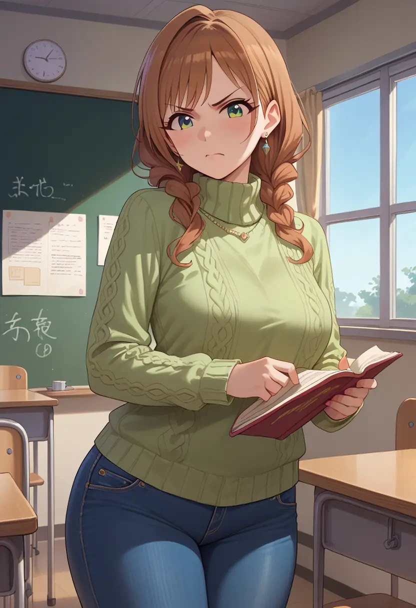 idolmaster,tada_riina,teacher, sweater, jeans shorts  - 