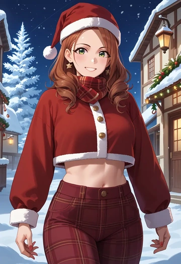 idolmaster,tada_riina,Christmas,plaid trousers  - AI generated anime art