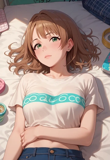 idolmaster,tada_riina,crop graffiti tee,dolphin shorts  - AI generated anime art