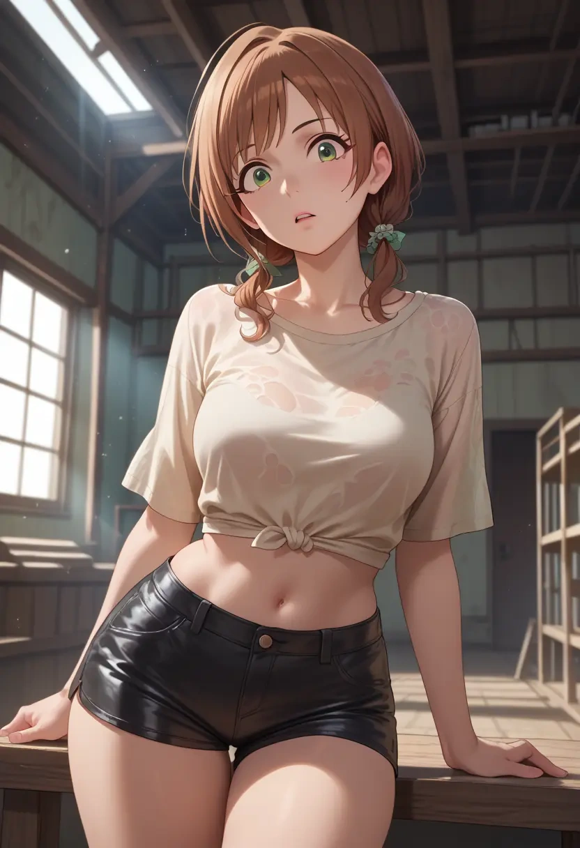 idolmaster,tada_riina,leather,shorts  - 