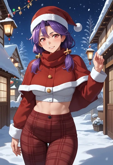 kantai_collection,taigei_(kancolle),Christmas,plaid trousers  - AI generated anime art