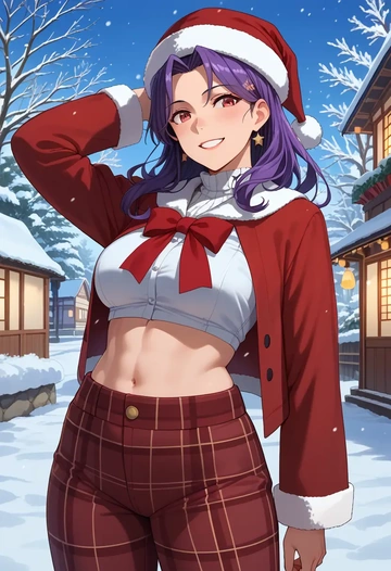 kantai_collection,taigei_(kancolle),Christmas,plaid trousers  - AI generated anime art