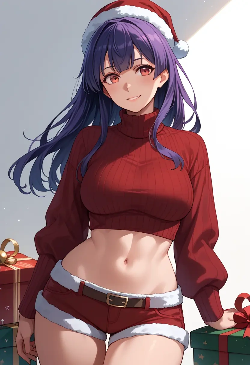 kantai_collection,taigei_(kancolle),Christmas,red velvet shorts,turtleneck sweater  - 