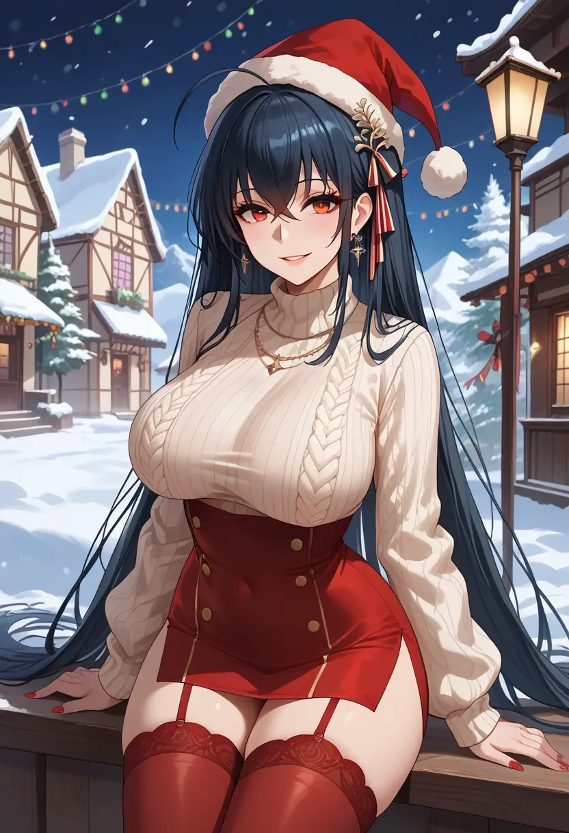 azur_lane,taihou_(azur_lane),Christmas,sweater dress,stockings  - 