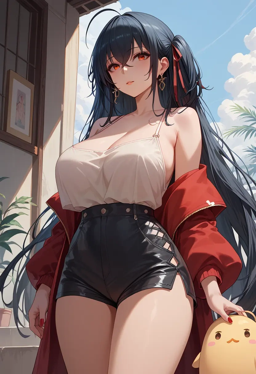 azur_lane,taihou_(azur_lane),graphic tee,shorts,sneakers  - 