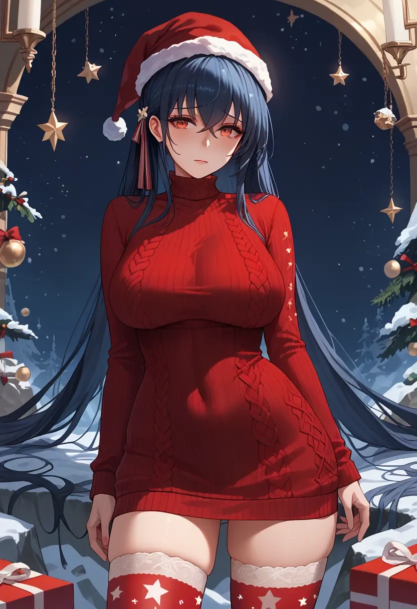 azur_lane,taihou_(azur_lane),Christmas,sweater dress,stockings  - 