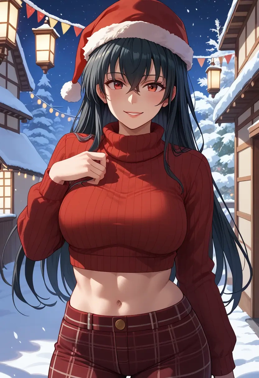 kantai_collection,taihou_(kancolle),Christmas,plaid trousers  - 