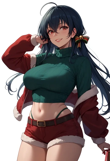 kantai_collection,taihou_(kancolle),Christmas,red velvet shorts,turtleneck sweater  - AI generated anime art