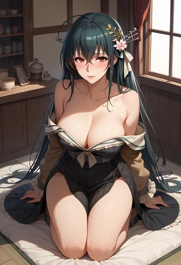 kantai_collection,taihou_(kancolle),dark fairy blouse,layered tulle skirt,glitter stockings  - AI generated anime art