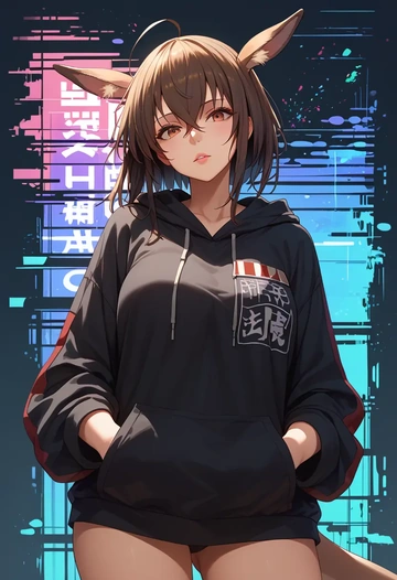 kantai_collection,taihou_(kancolle),oversized graphic hoodie,thigh-high socks,shorts  - AI generated anime art