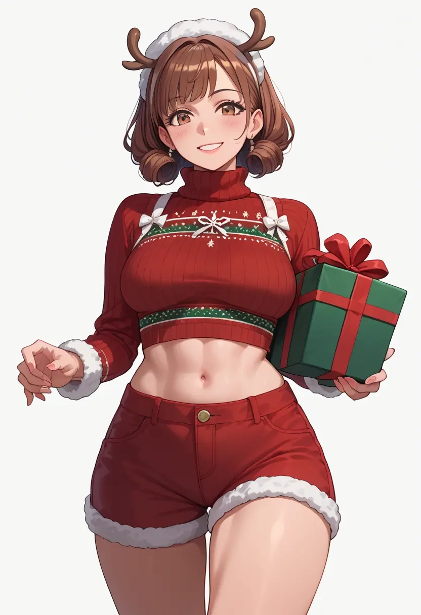 k_on,tainaka_ritsu,Christmas,red velvet shorts,turtleneck sweater  - 