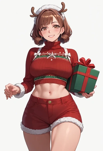 k_on,tainaka_ritsu,Christmas,red velvet shorts,turtleneck sweater  - AI generated anime art