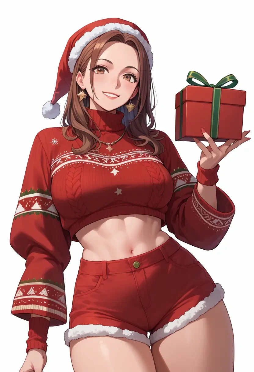 k_on,tainaka_ritsu,Christmas,red velvet shorts,turtleneck sweater  - 