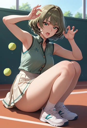 idolmaster,takagaki_kaede,tennis skirt  - AI generated anime art