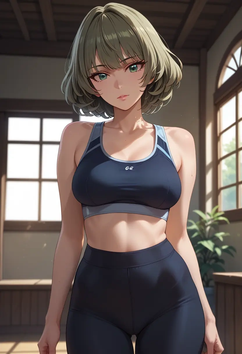 idolmaster,takagaki_kaede,yoga shorts, bra  - 