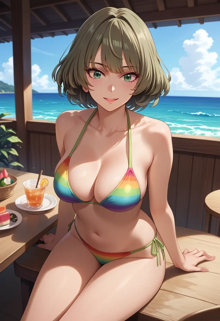 idolmaster,takagaki_kaede,bikini,rainbow-colored,sexy  - 