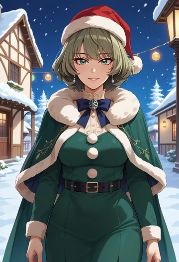 idolmaster,takagaki_kaede,Christmas,dress  - AI generated anime art