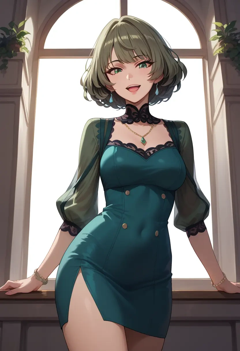 idolmaster,takagaki_kaede,bodysuit,mesh,high-waisted skirt  - 