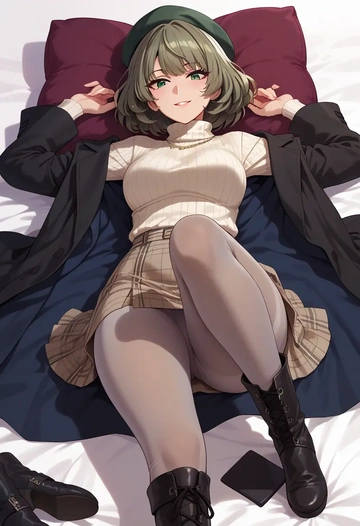 idolmaster,takagaki_kaede,winter,student uniform,pea coat  - AI generated anime art