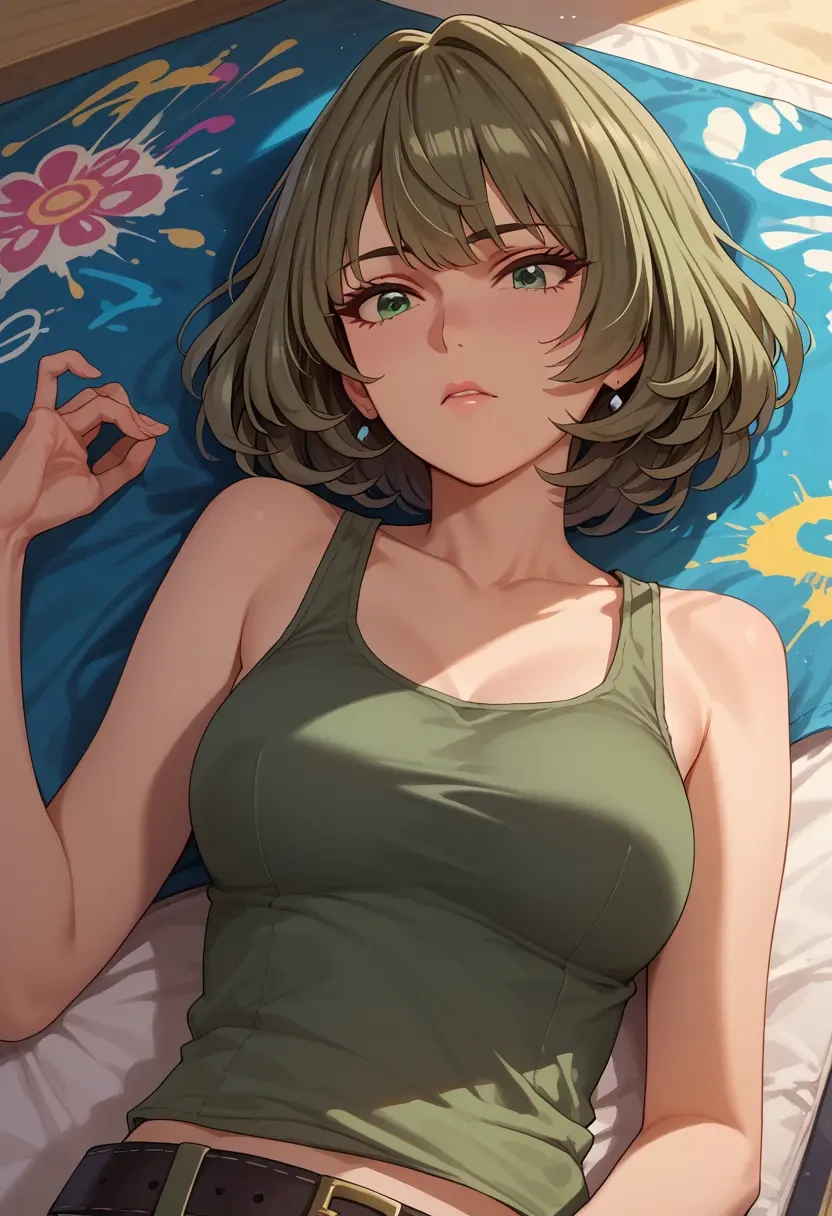 idolmaster,takagaki_kaede,abstract graffiti tank,dolphin shorts  - 