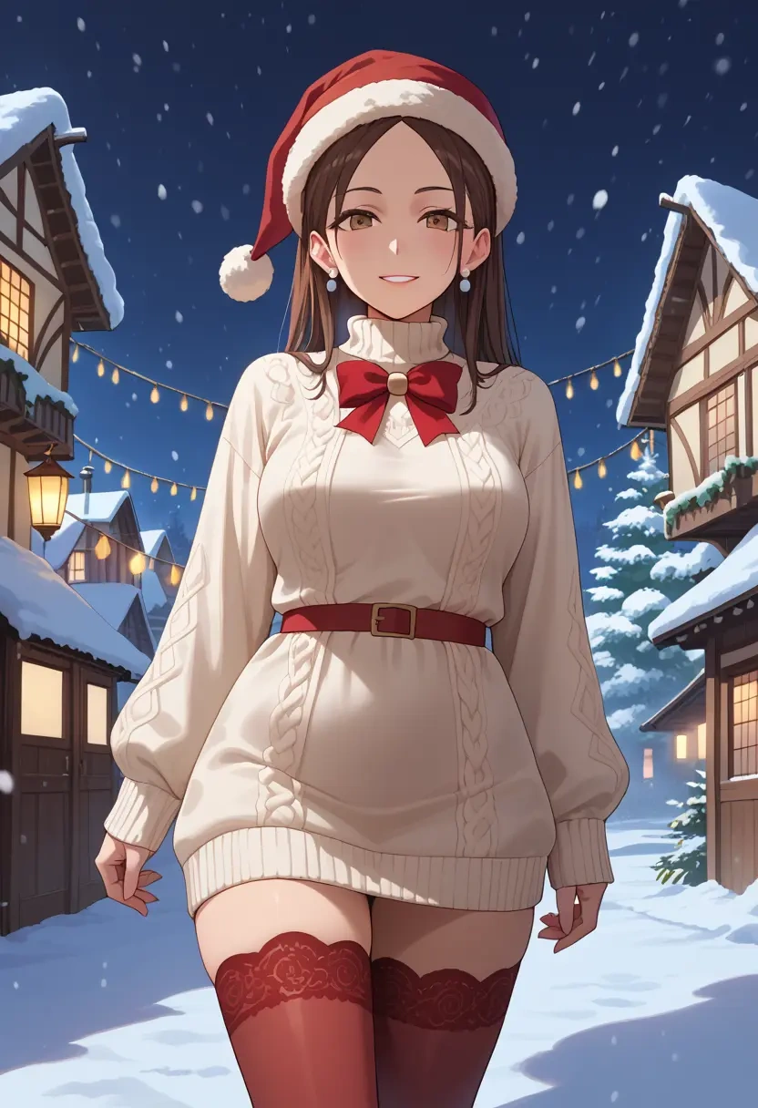 karakai_jouzu_no_takagi_san,takagi_san,Christmas,sweater dress,stockings  - 