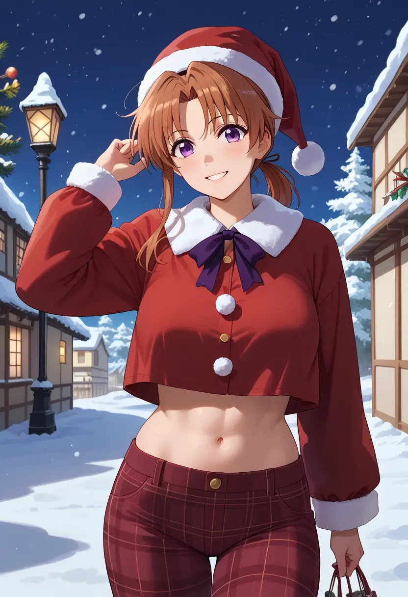 lyrical_nanoha,takamachi_nanoha,Christmas,plaid trousers  - 