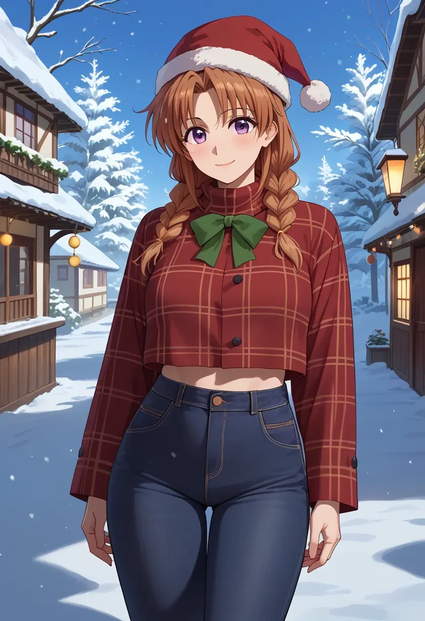 lyrical_nanoha,takamachi_nanoha,Christmas,plaid trousers  - 