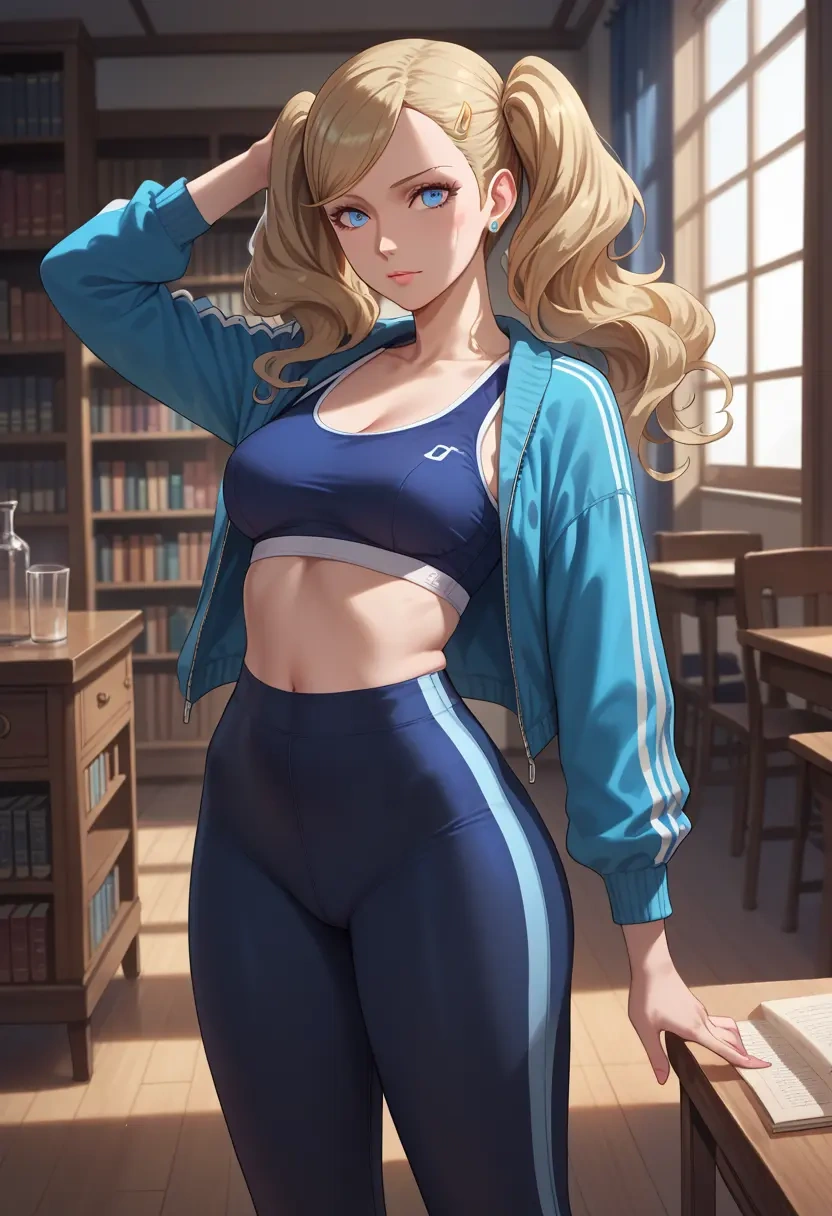 persona,takamaki_anne,yoga shorts, bra  - 