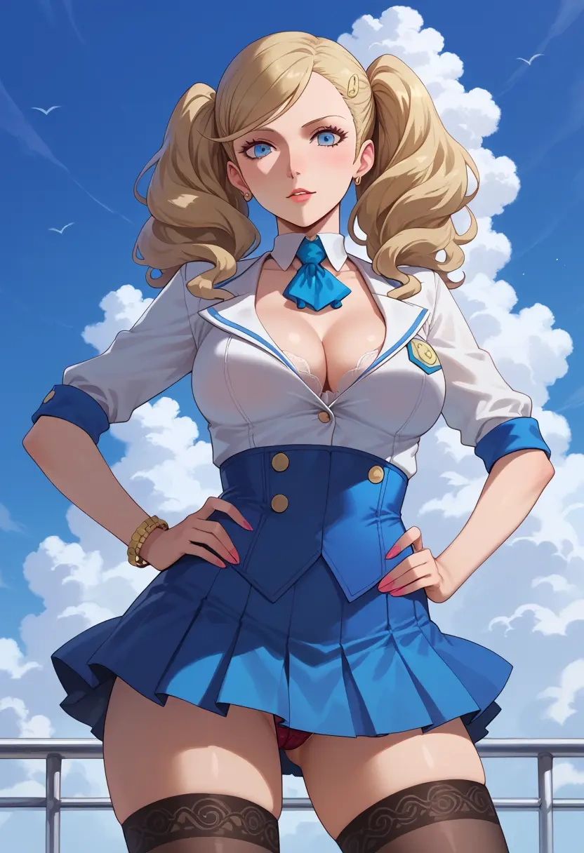 persona,takamaki_anne,mini skirt, stockings  - 