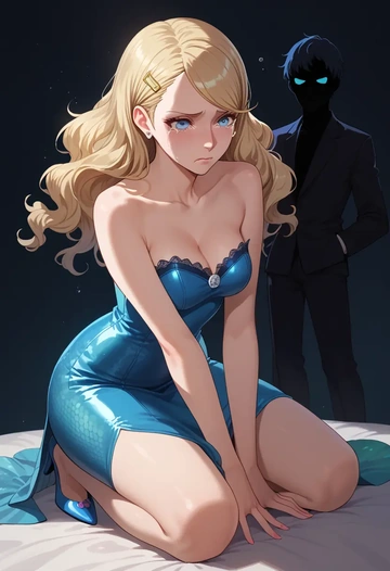 persona,takamaki_anne,gown,strapless,mermaid silhouette  - AI generated anime art