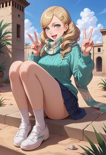 persona,takamaki_anne,spring,student uniform,knit sweater  - AI generated anime art