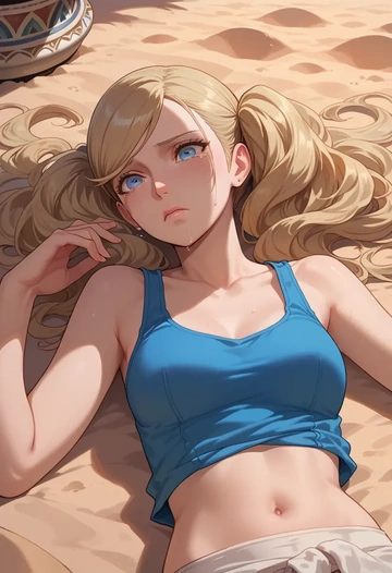 persona,takamaki_anne,tank top,drawstring pants  - AI generated anime art