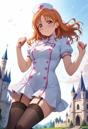 love_live,takami_chika,nurse pantyhose,mini skirt, sexy  - AI generated anime art