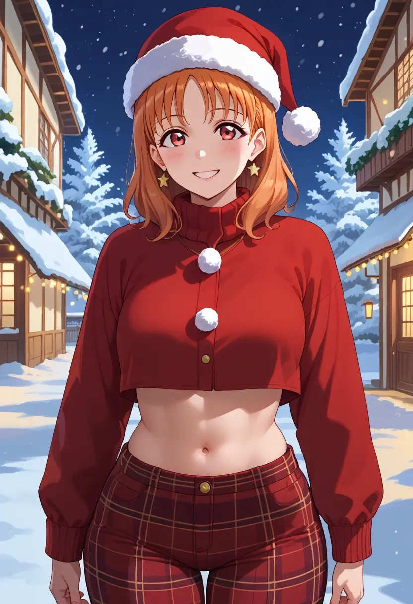 love_live,takami_chika,Christmas,plaid trousers  - 